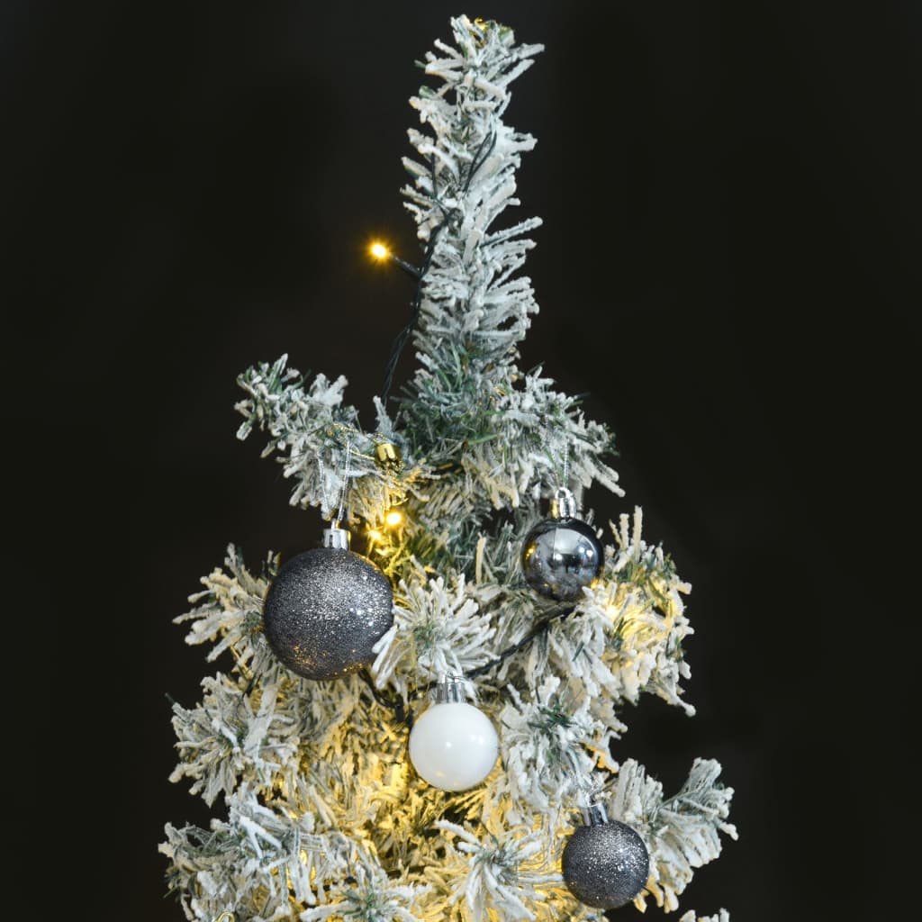 vidaXL Tanko božićno drvce 300 LED s kuglicama i snijegom 270 cm