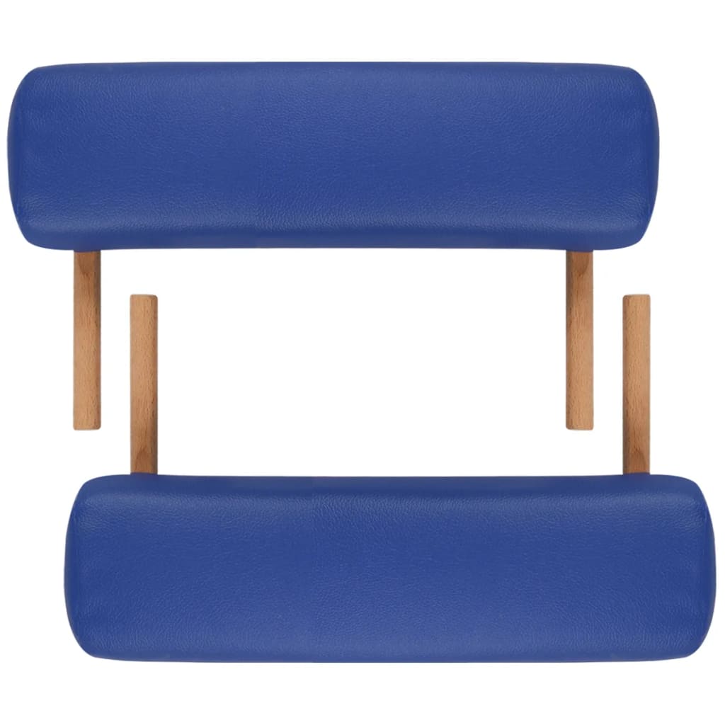 vidaXL Plavi sklopivi stol za masažu s 2 zone i drvenim okvirom