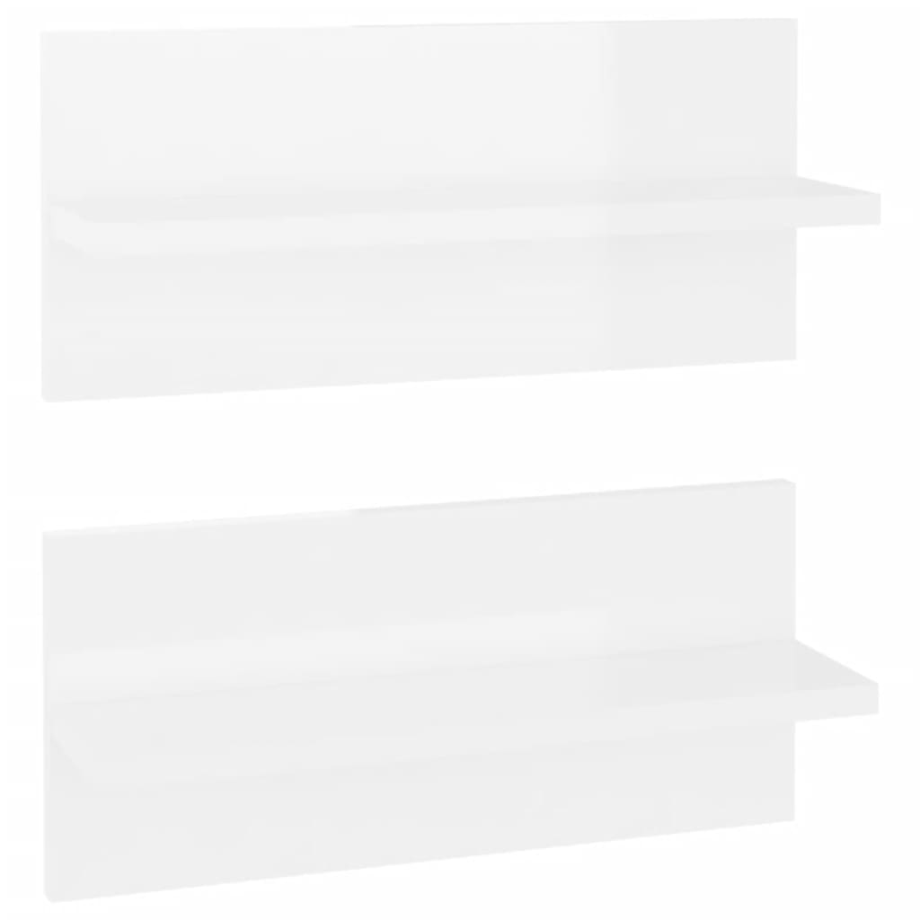 vidaXL Zidne police 2 kom visoki sjaj bijele 40 x 11,5 x 18 cm
