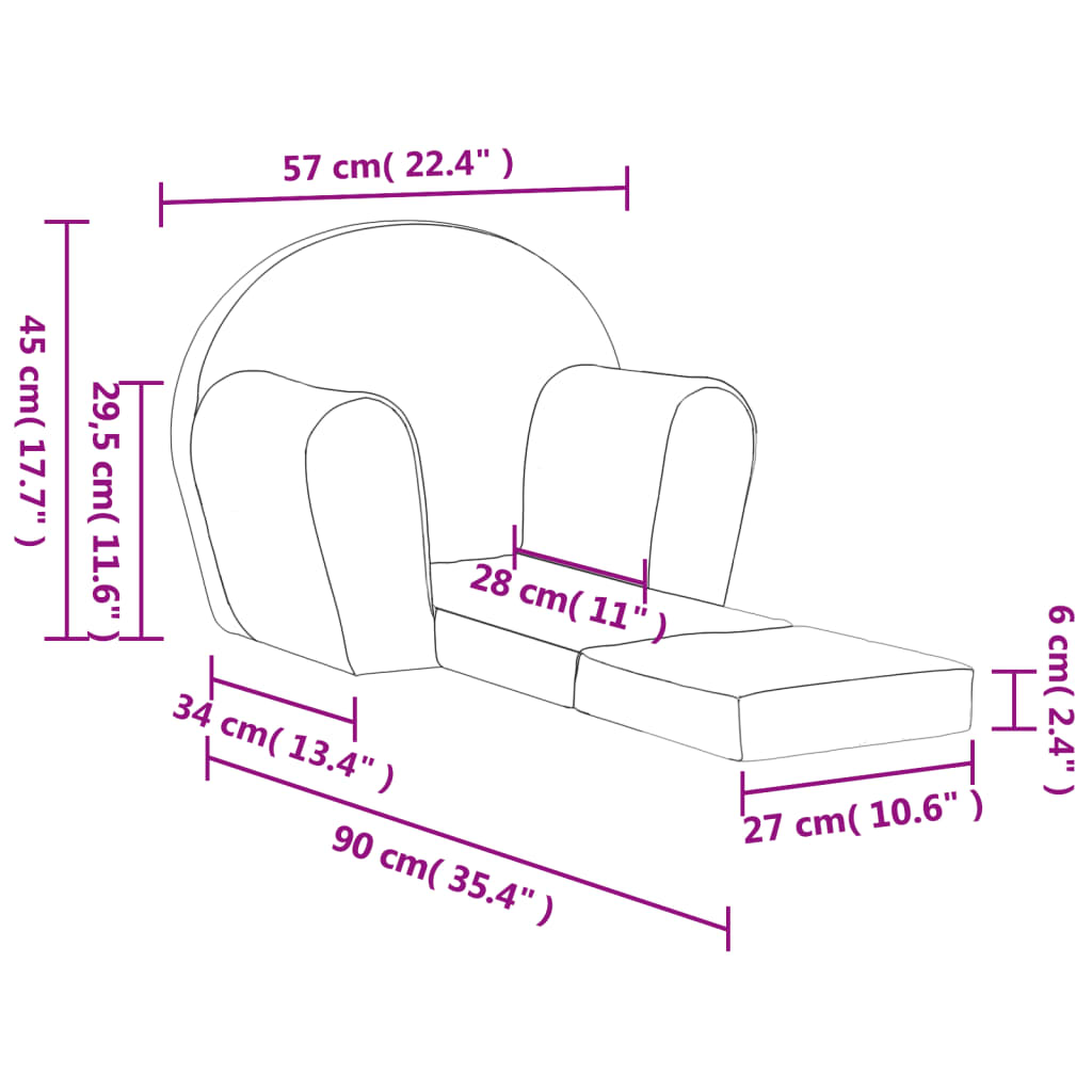 vidaXL Dječji kauč na razvlačenje ružičasti mekani plišani
