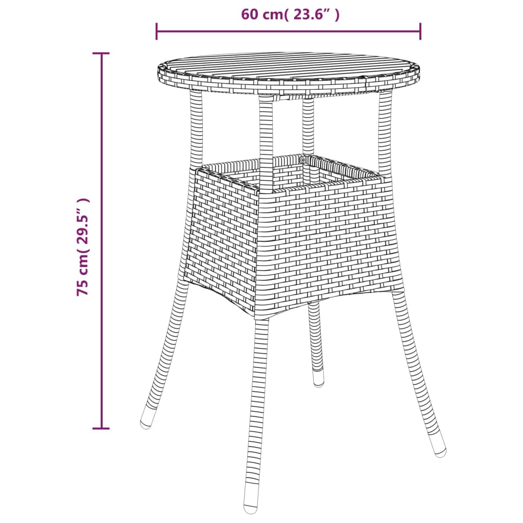 vidaXL Vrtni stol Ø 60 x 75 cm od bagremovog drva i poliratana sivi