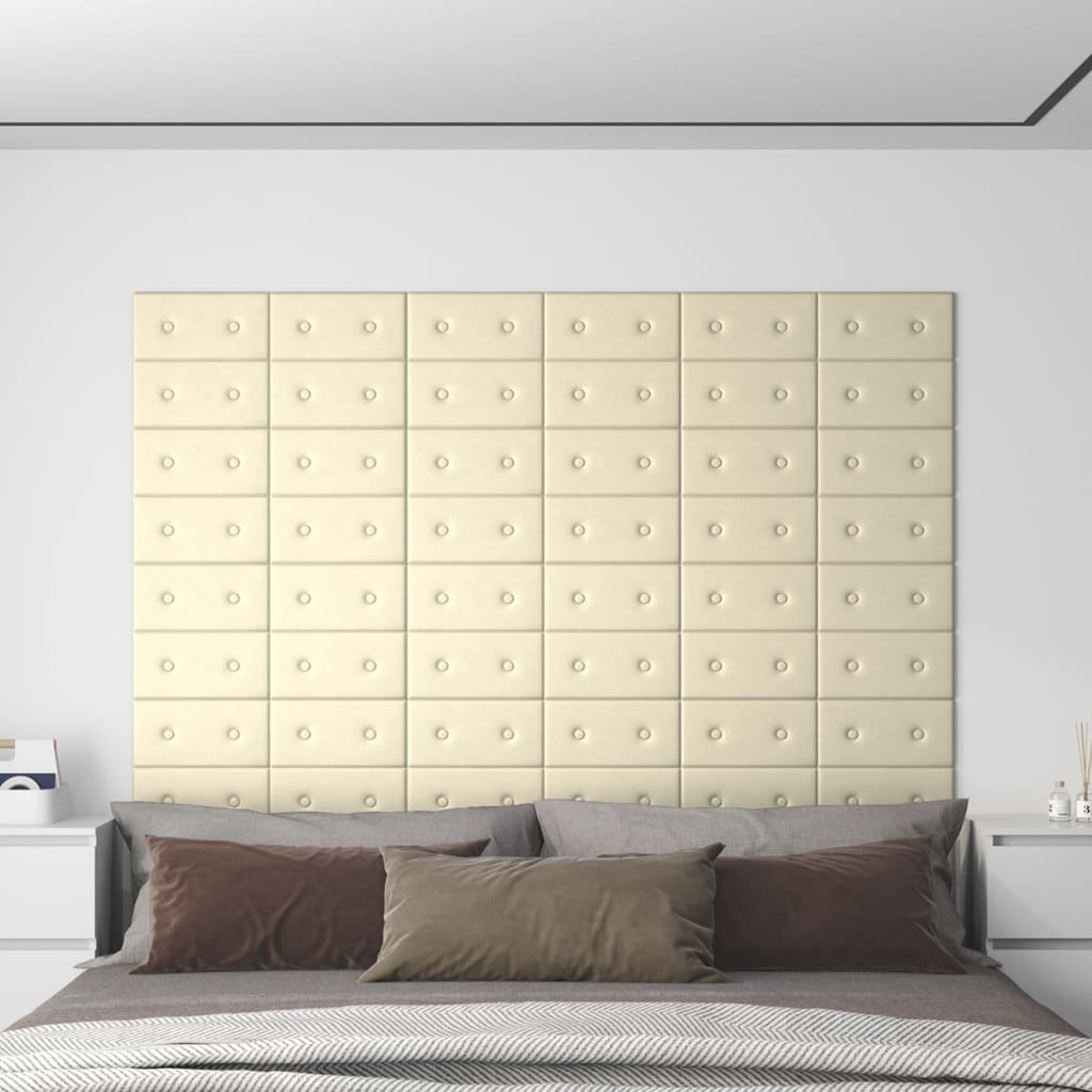 vidaXL Zidne ploče od umjetne kože 12 kom krem 30 x 15 cm 0,54 m²