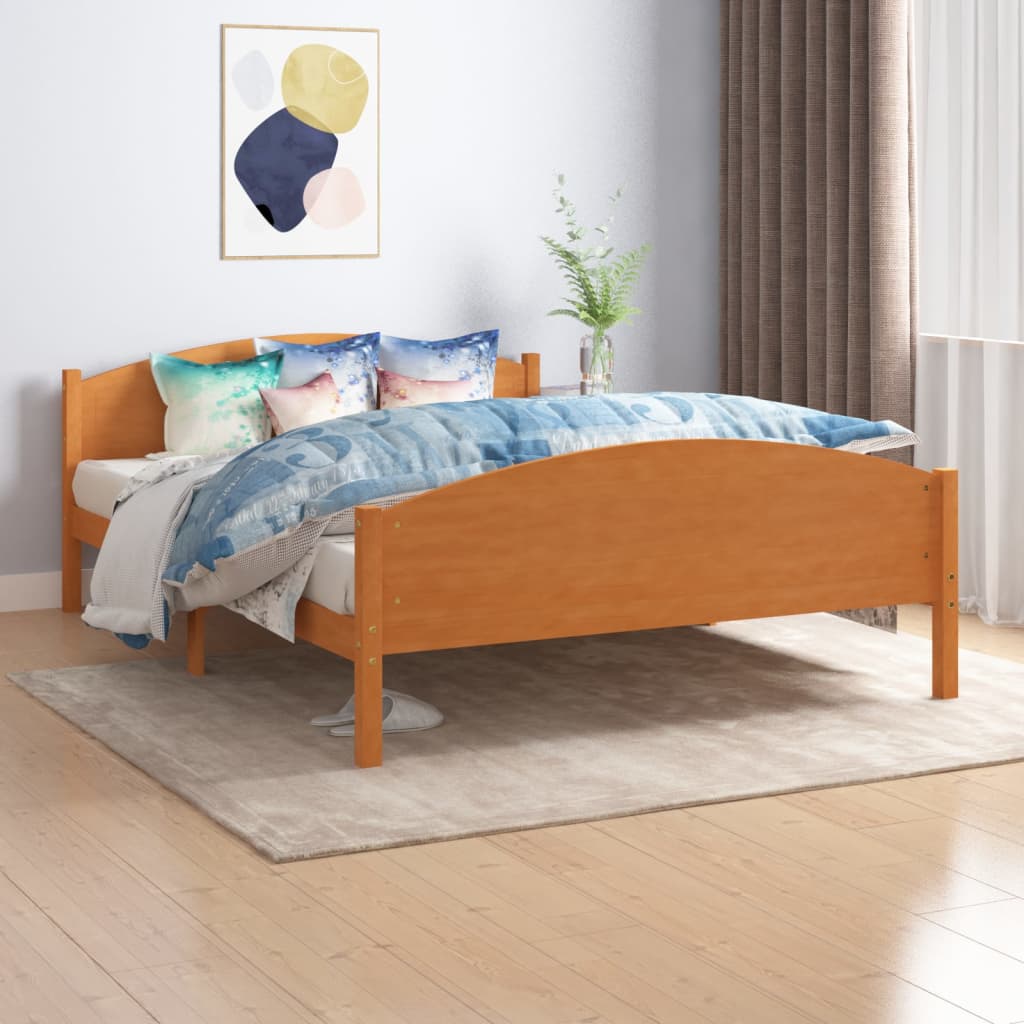 vidaXL Okvir za krevet od masivne borovine boja meda 160 x 200 cm