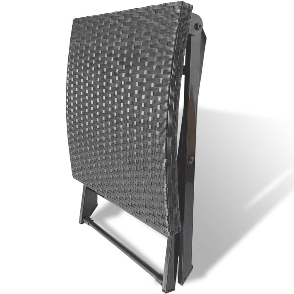 vidaXL Sklopivi stolac od poliratana crni