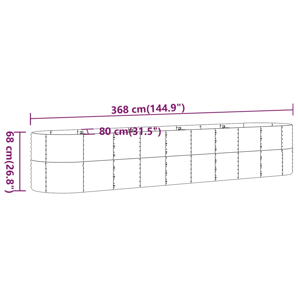 vidaXL Povišena vrtna gredica od čelika 368x80x68 cm smeđi