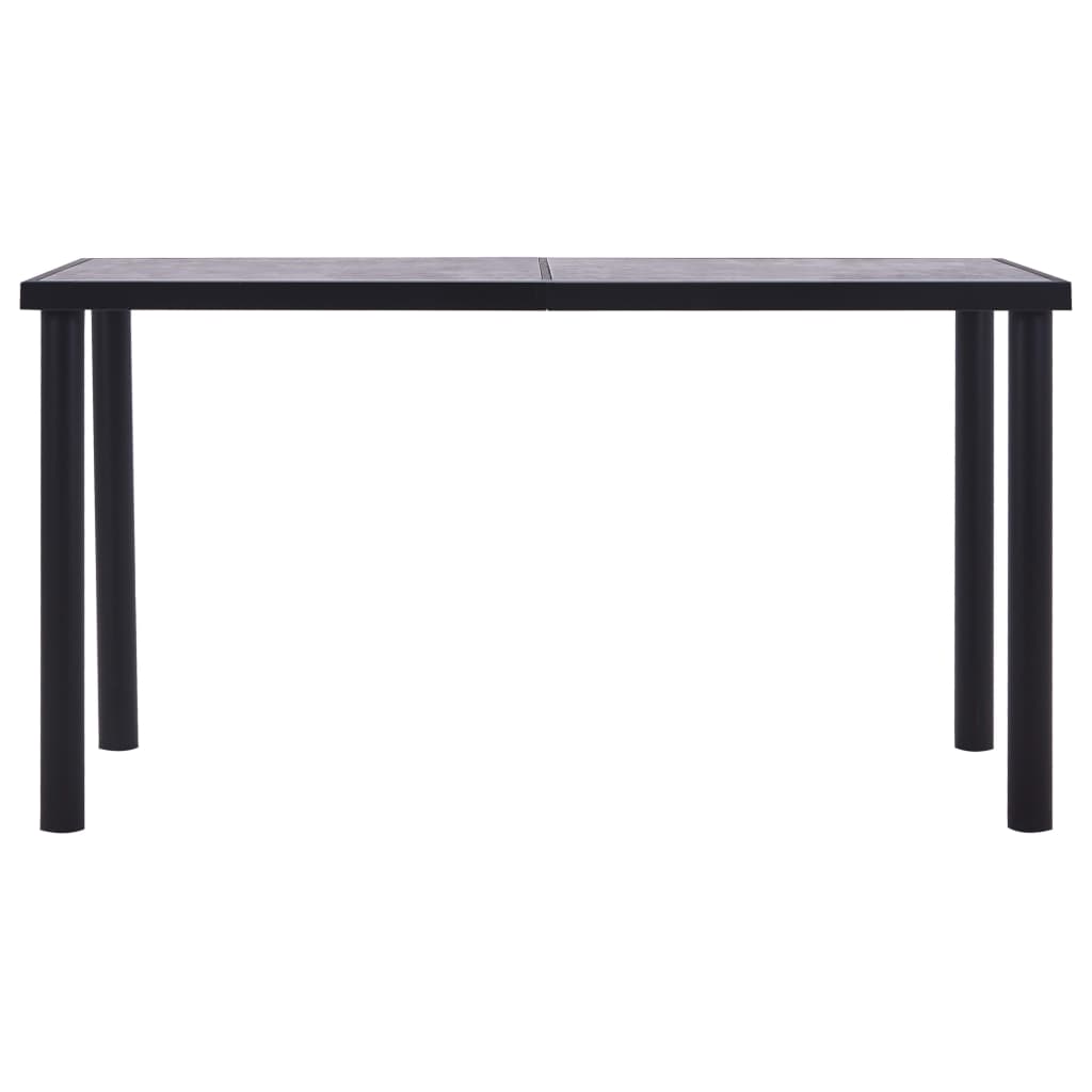 vidaXL Blagovaonski stol crni i siva boja betona 140 x 70 x 75 MDF