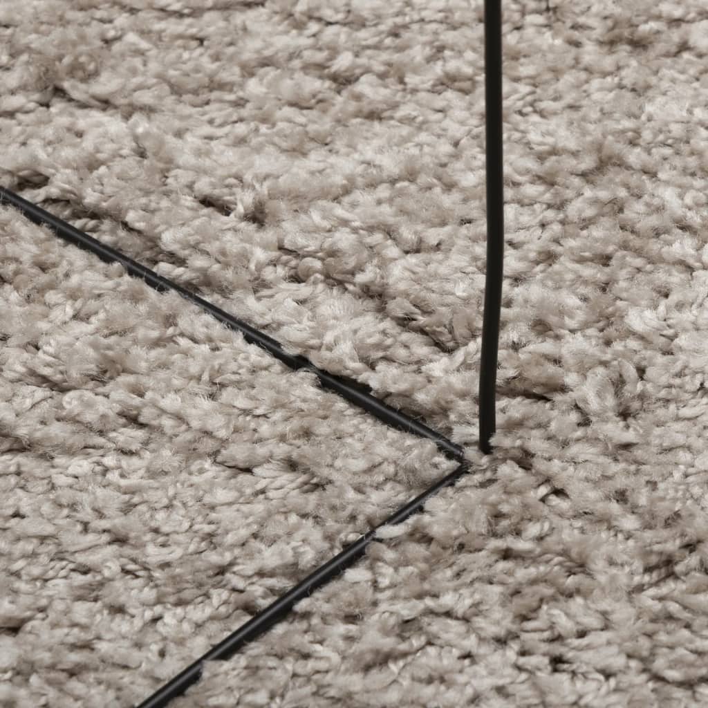 vidaXL Čupavi moderni tepih s visokim vlaknima bež Ø 80 cm