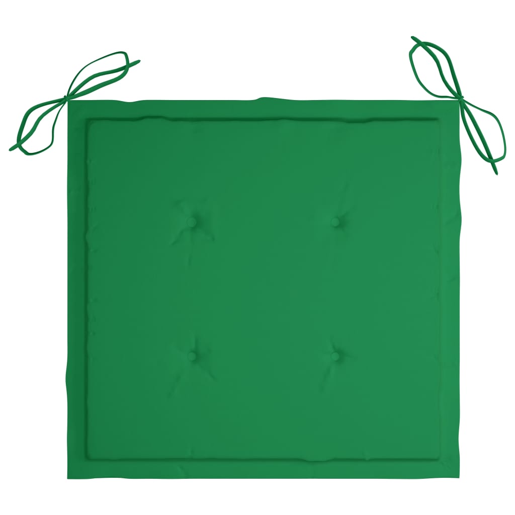 vidaXL Stolica za ljuljanje sa zelenim jastukom od masivne tikovine