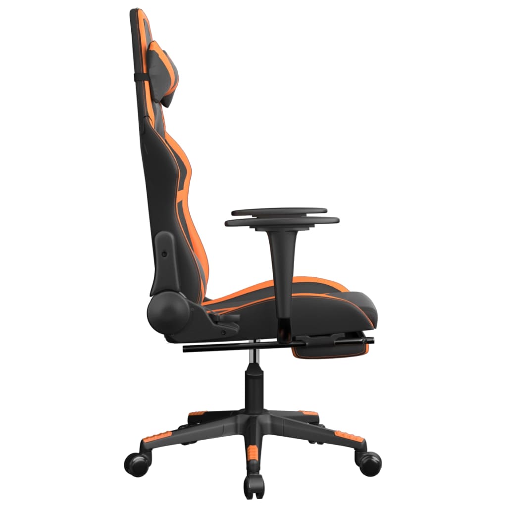 vidaXL Masažna igraća stolica s osloncem crno-narančasta umjetna koža