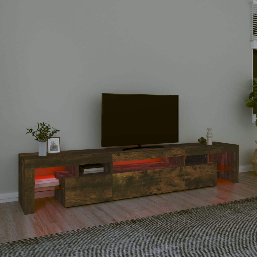 vidaXL TV ormarić s LED svjetlima boja dimljenog hrasta 215x36,5x40 cm