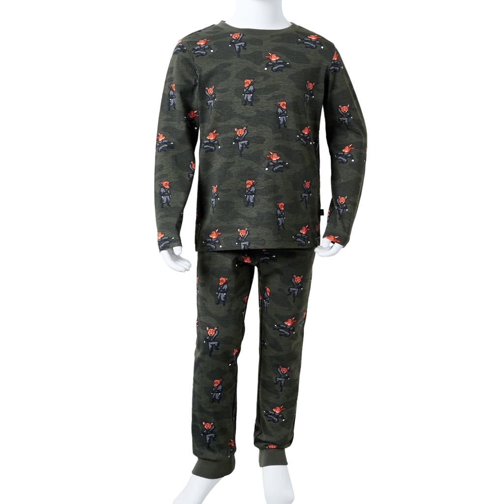 Dječja pidžama s dugim rukavima kaki 116