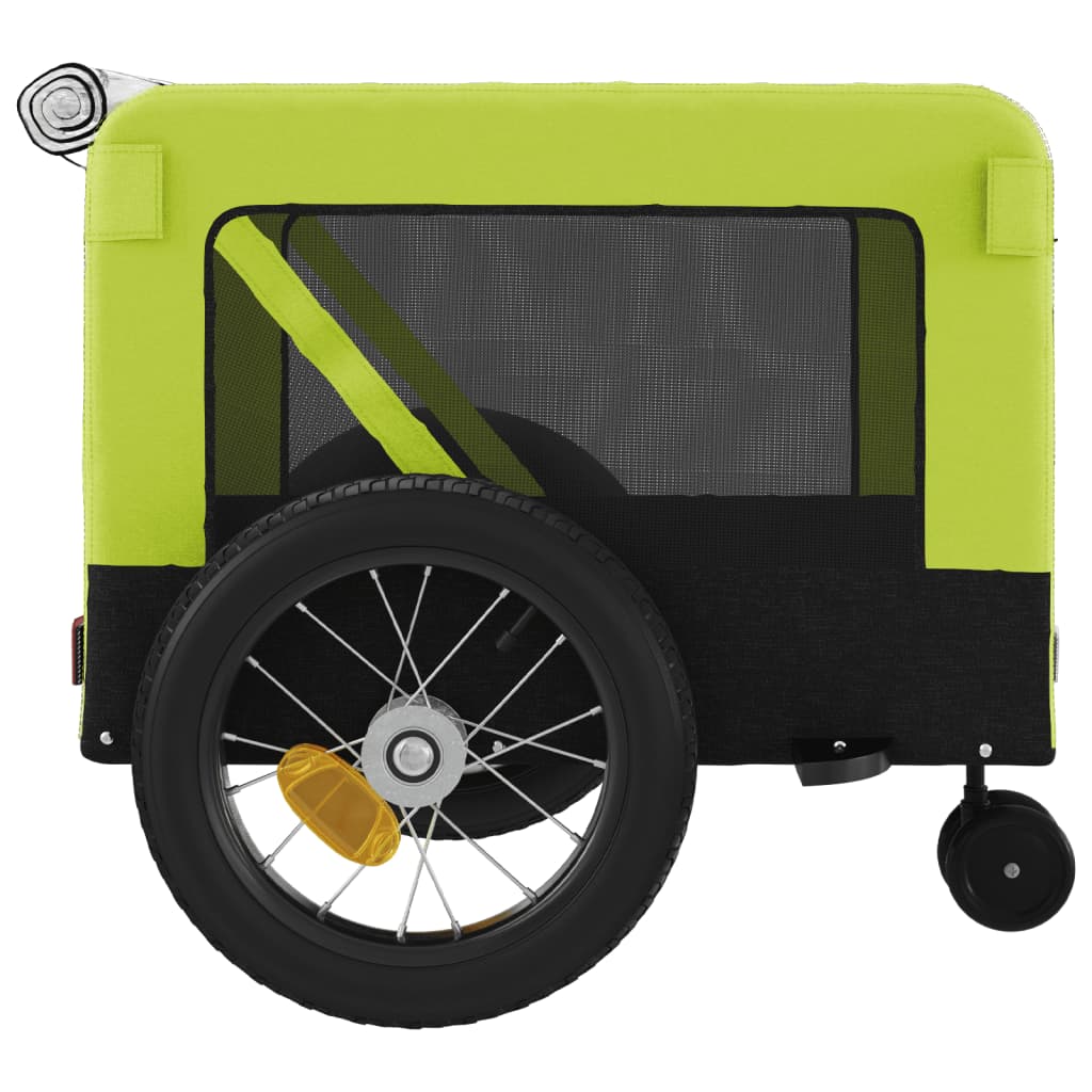 vidaXL Prikolica za bicikl za ljubimce zeleno-crna tkanina i željezo