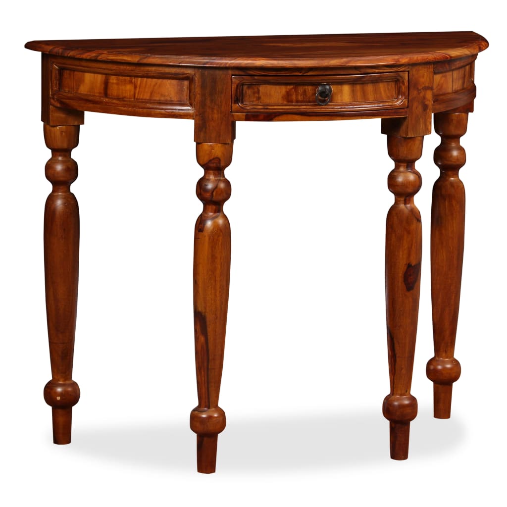 vidaXL Konzolni stol od masivnog drva šišama 90 x 40 x 76 cm poluokrugli