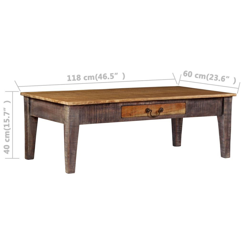 vidaXL Starinski stolić za kavu od masivnog drva 118 x 60 x 40 cm