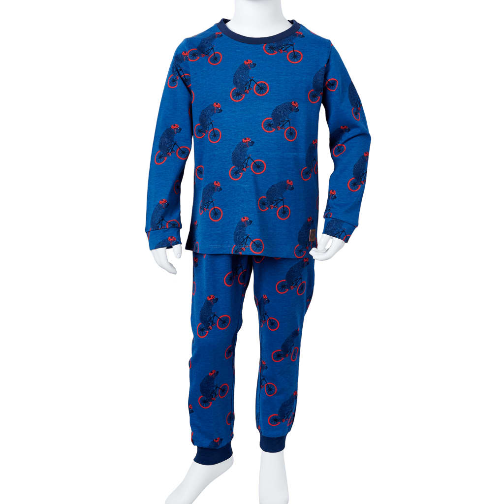Dječja pidžama s dugim rukavima petrol plava boja 116