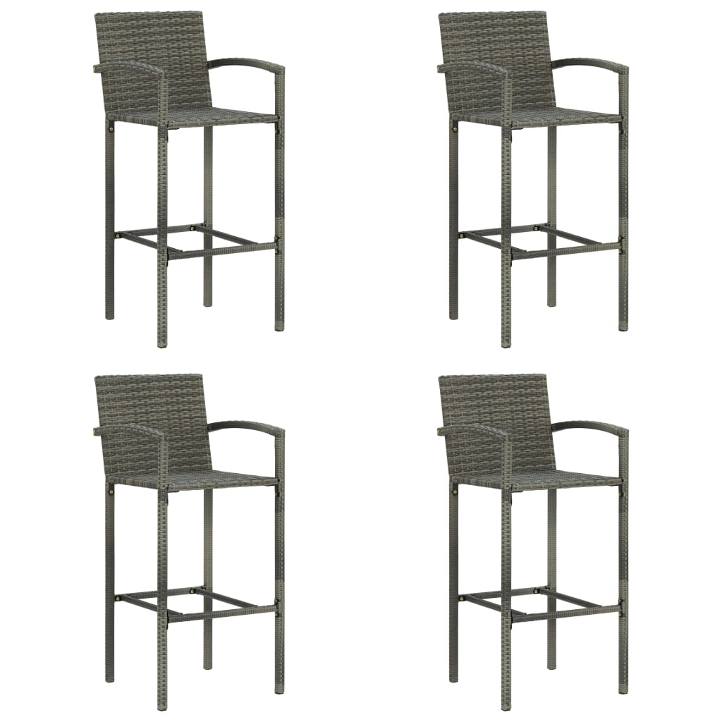 vidaXL Barski stolci od poliratana 4 kom sivi