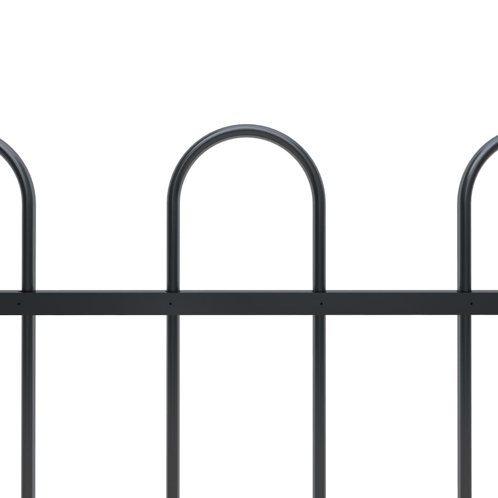 vidaXL Vrtna ograda s ukrasnim lukovima čelična 11,9 x 1 m crna