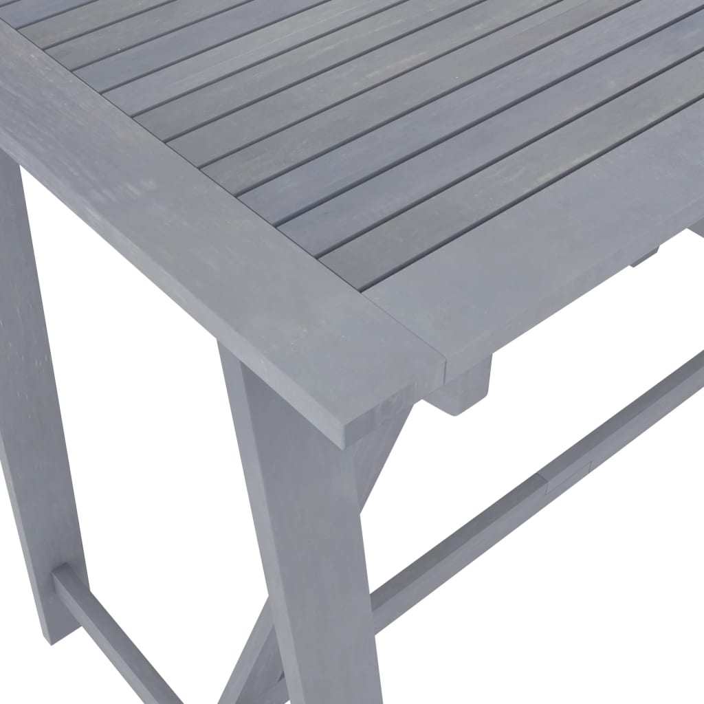 vidaXL Vrtni barski stol sivi 140 x 70 x 104 cm masivno bagremovo drvo
