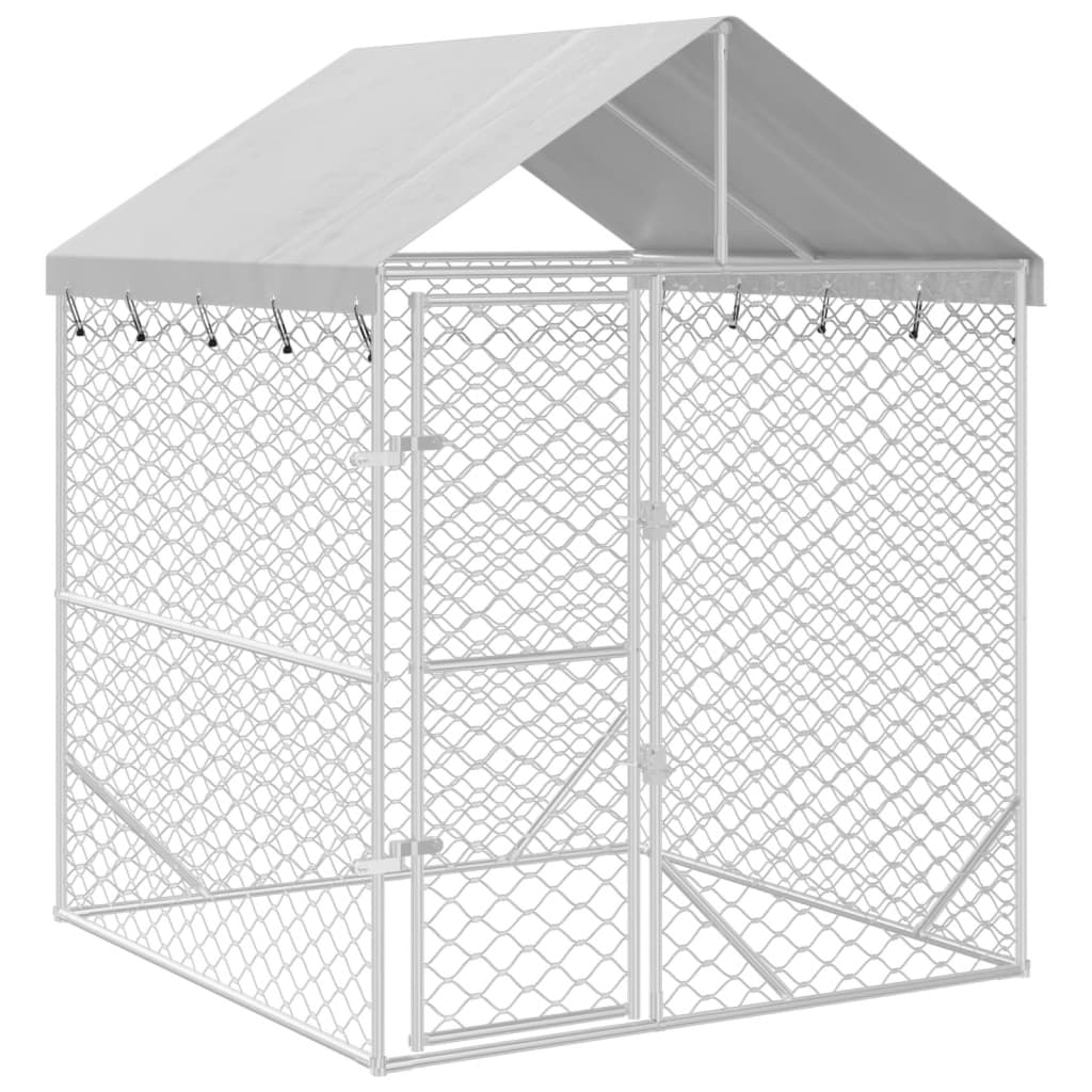 vidaXL Vanjski kavez za pse s krovom srebrni 2x2x2,5 m pocinčani čelik
