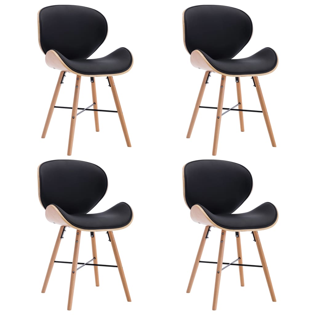 vidaXL Blagovaonske stolice od umjetne kože i drva 4 kom crne