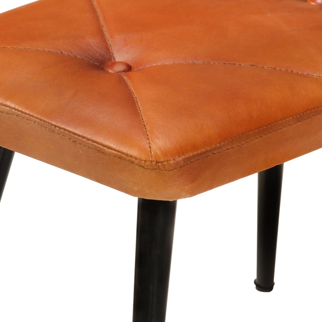 vidaXL Fotelja od prave kože s krilnim naslonom i tabureom smeđa