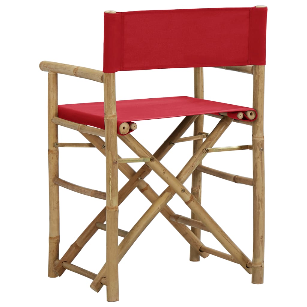 vidaXL Sklopive redateljske stolice od bambusa i tkanine 2 kom crvene