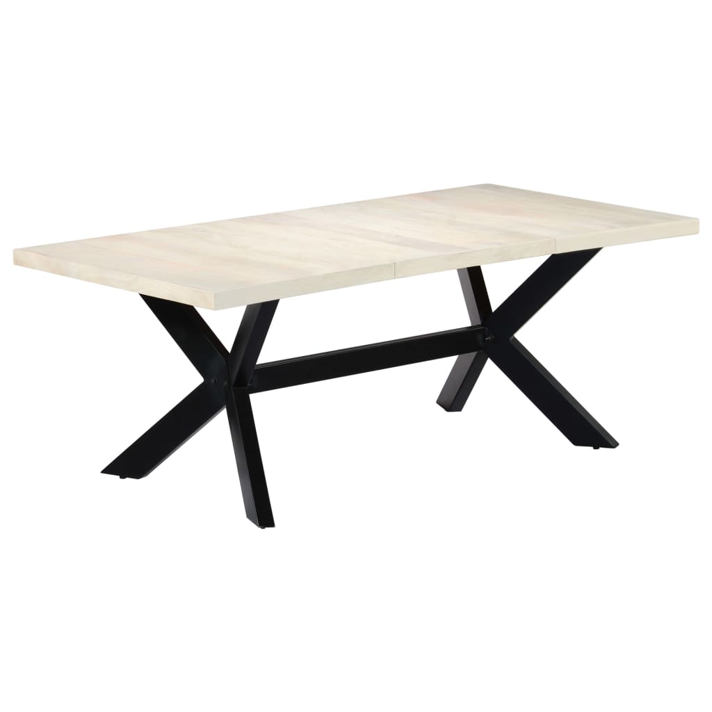 vidaXL Blagovaonski stol bijeli 200x100x75 cm od masivnog drva manga