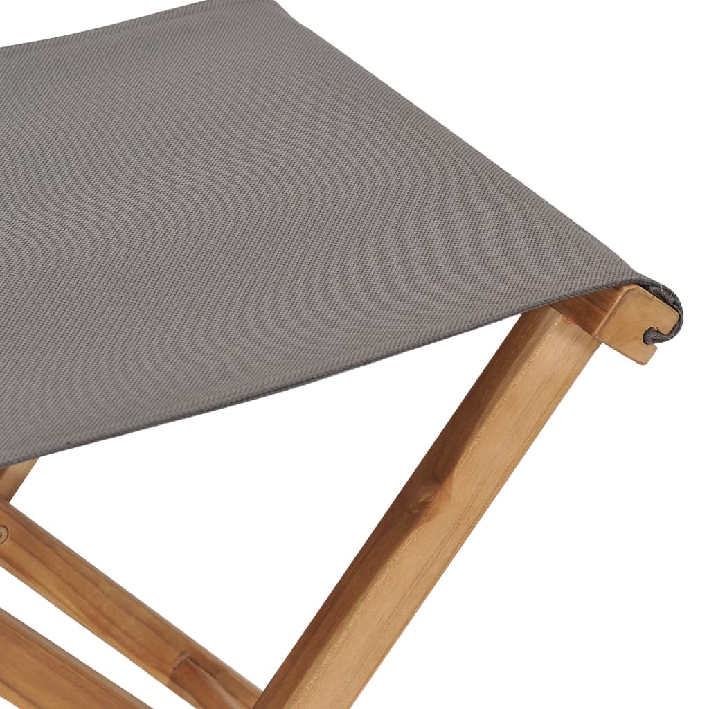 vidaXL Sklopive stolice 2 kom od masivne tikovine i tkanine tamnosive
