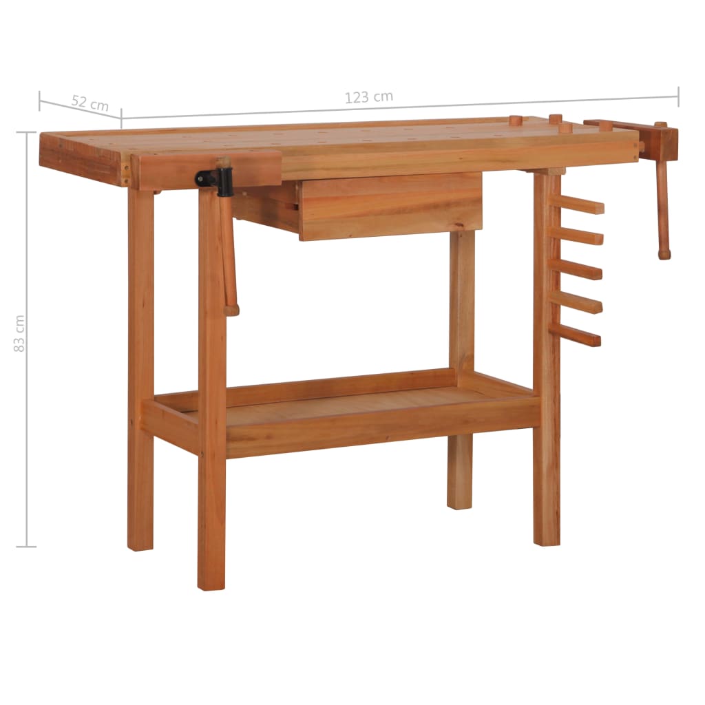 vidaXL Radni stolarski stol s ladicom i 2 stege drveni