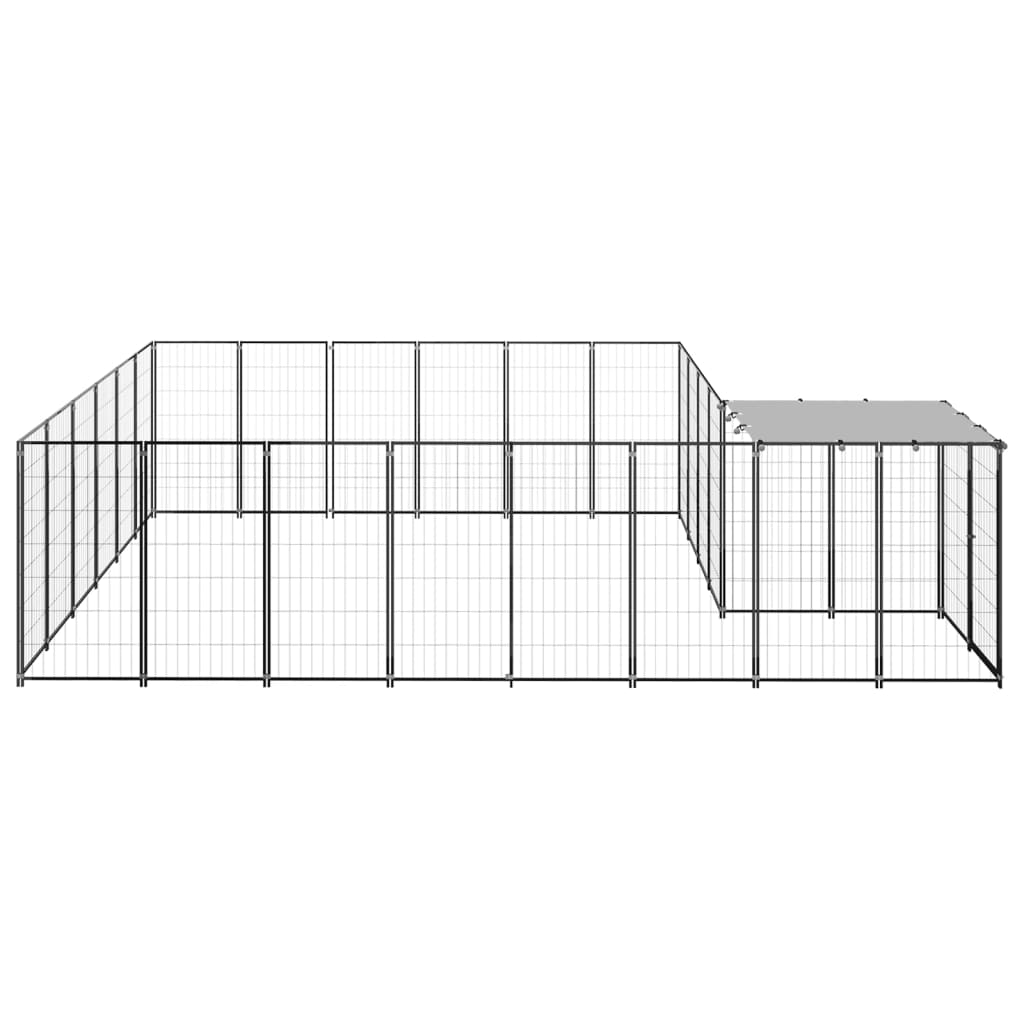 vidaXL Kavez za pse crni 12,1 m² čelični