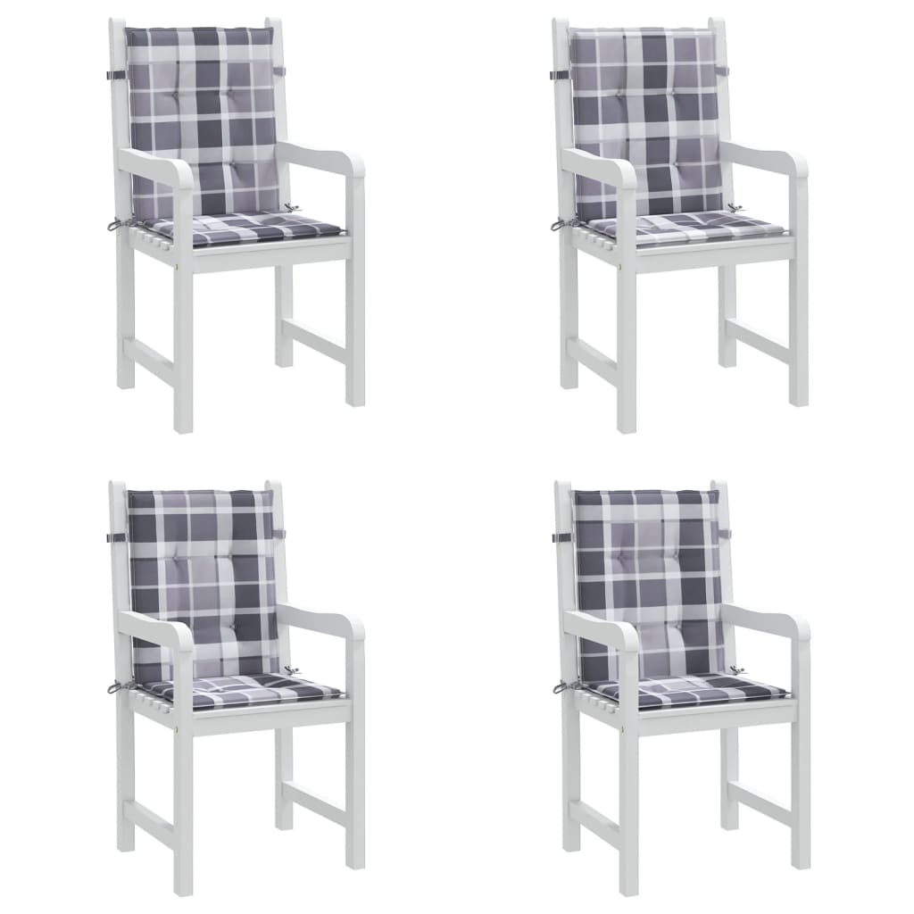 vidaXL Jastuci za vrtne stolice 4 kom sivi karirani 100x50x3cm tkanine