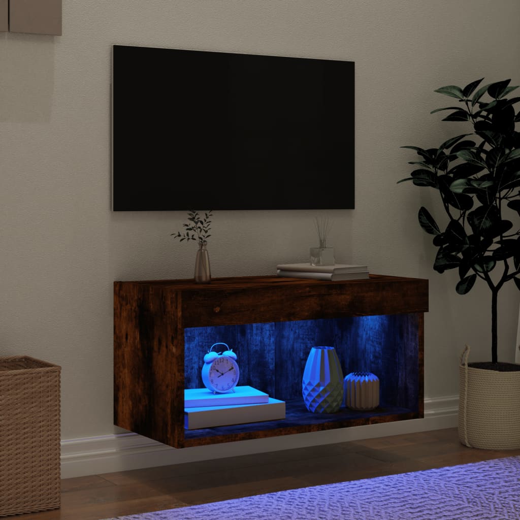 vidaXL TV ormarić s LED svjetlima boja dimljenog hrasta 60x30x30 cm