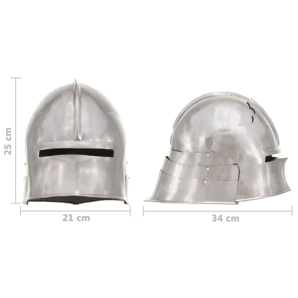 vidaXL Replika srednjovjekovne viteške kacige za LARP srebrna čelična
