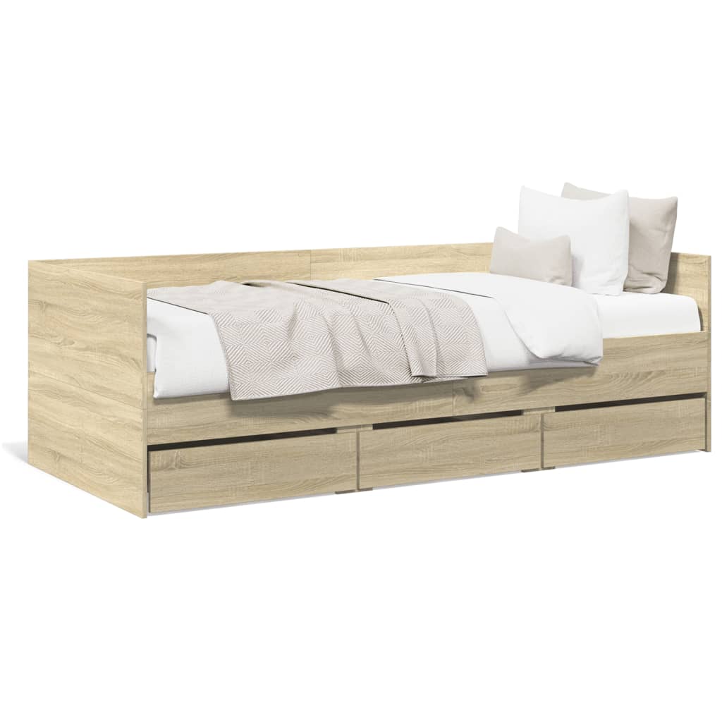 vidaXL Dnevni krevet s ladicama boja hrasta sonome 90 x 200 cm drveni