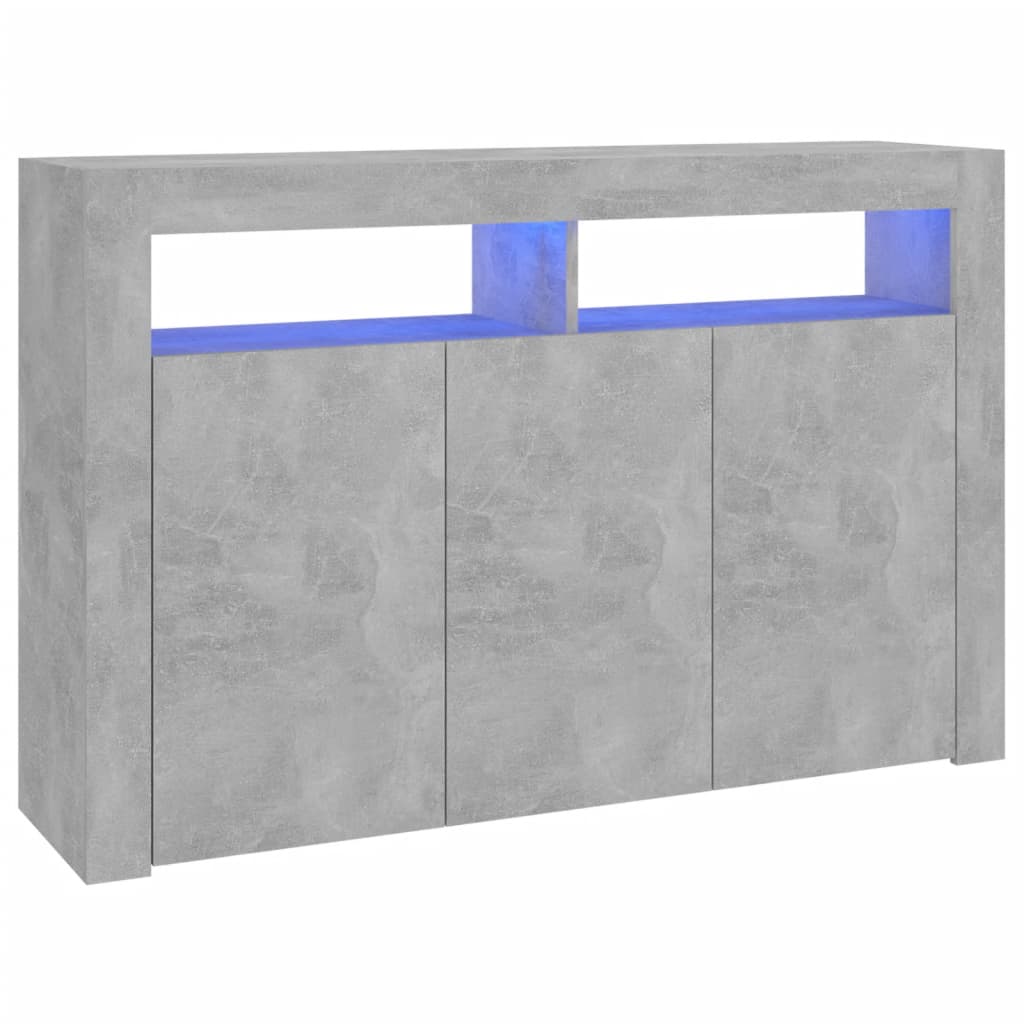 vidaXL Komoda s LED svjetlima siva boja betona 115,5 x 30 x 75 cm