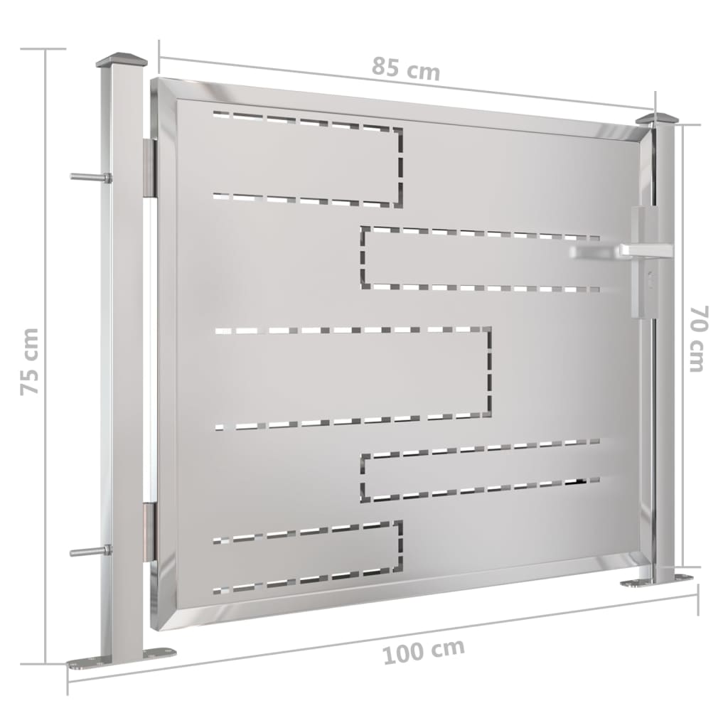 vidaXL Vrtna vrata 100 x 75 cm od nehrđajućeg čelika