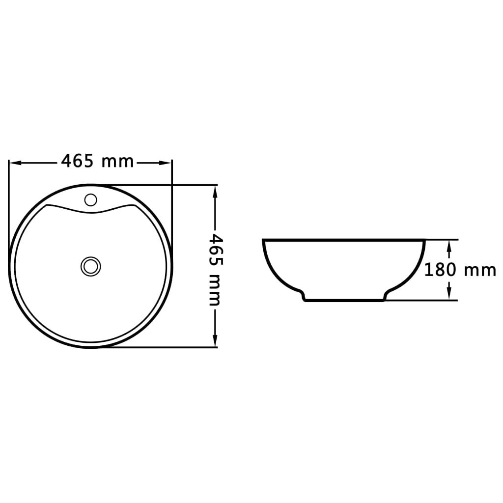 vidaXL Umivaonik sa zaštitom od prelijevanja 46,5x18 cm keramički crni