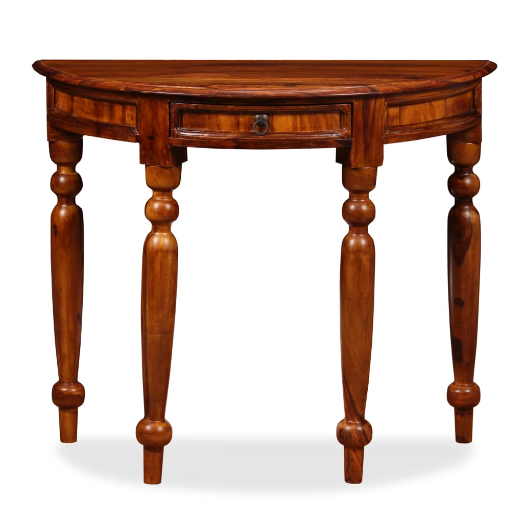 vidaXL Konzolni stol od masivnog drva šišama 90 x 40 x 76 cm poluokrugli