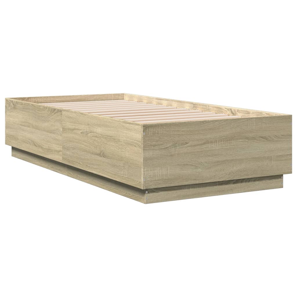 vidaXL Okvir za krevet boja hrasta 75x190 cm od konstruiranog drva