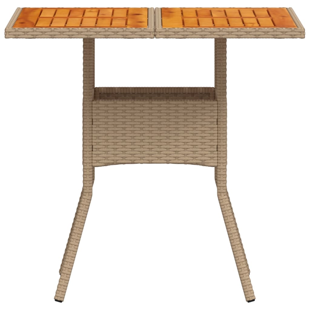 vidaXL Vrtni stol bež 80 x 80 x 75 cm od poliratana i drva bagrema