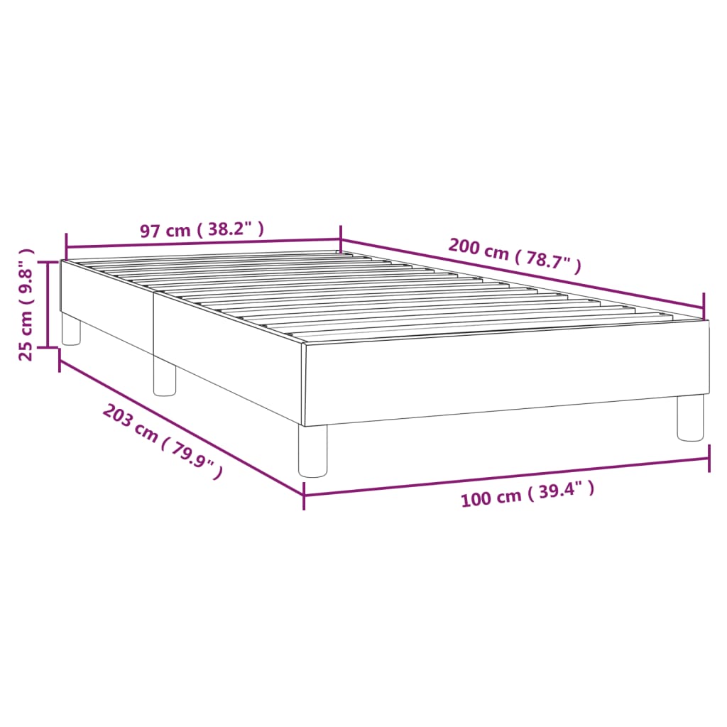 vidaXL Okvir za krevet tamnosivi 100x200 cm baršunasti