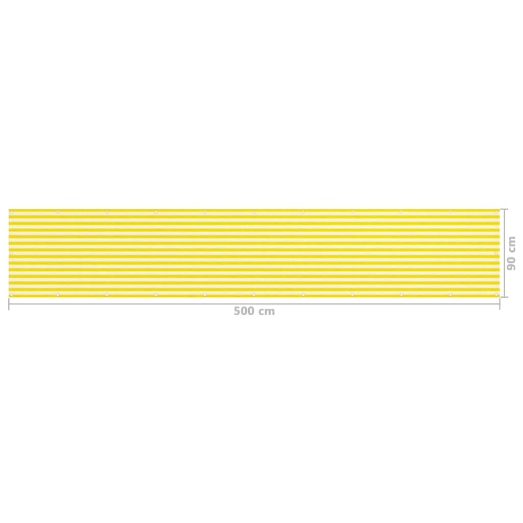 vidaXL Balkonski zastor žuto-bijeli 90 x 500 cm HDPE