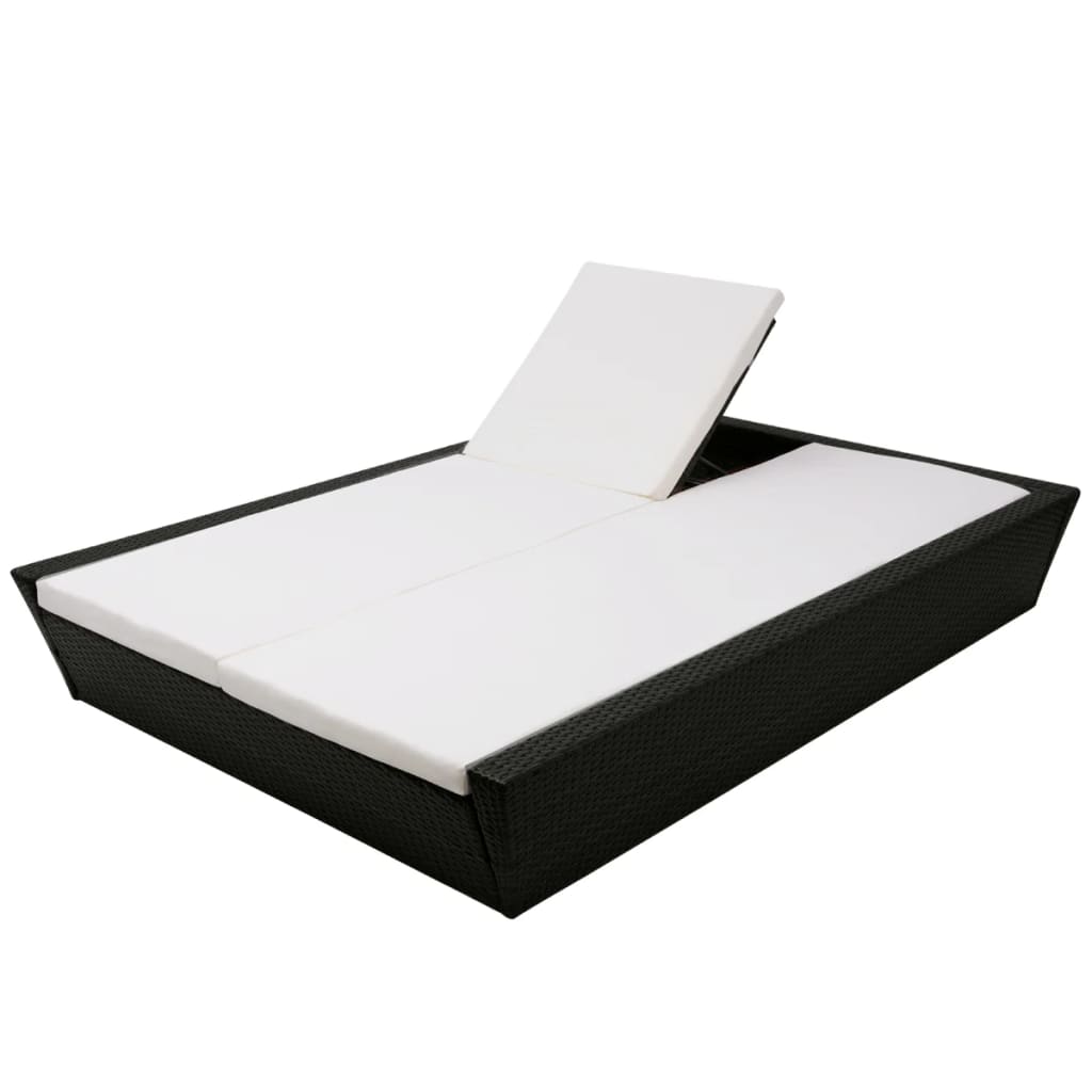 vidaXL Vrtna ležaljka s jastukom poliratan crna
