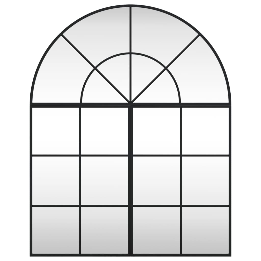 vidaXL Zidno ogledalo crno 80 x 100 cm lučno željezno