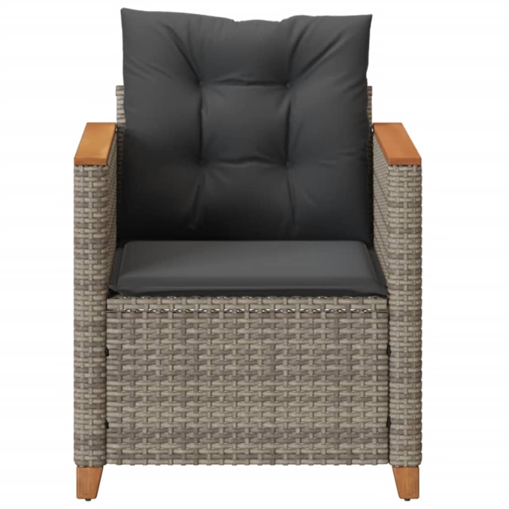 vidaXL Vrtna stolica s jastucima sivi poliratan
