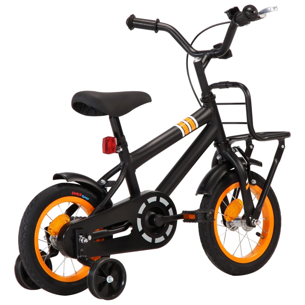 vidaXL Dječji bicikl s prednjim nosačem 12 inča crno-narančasti