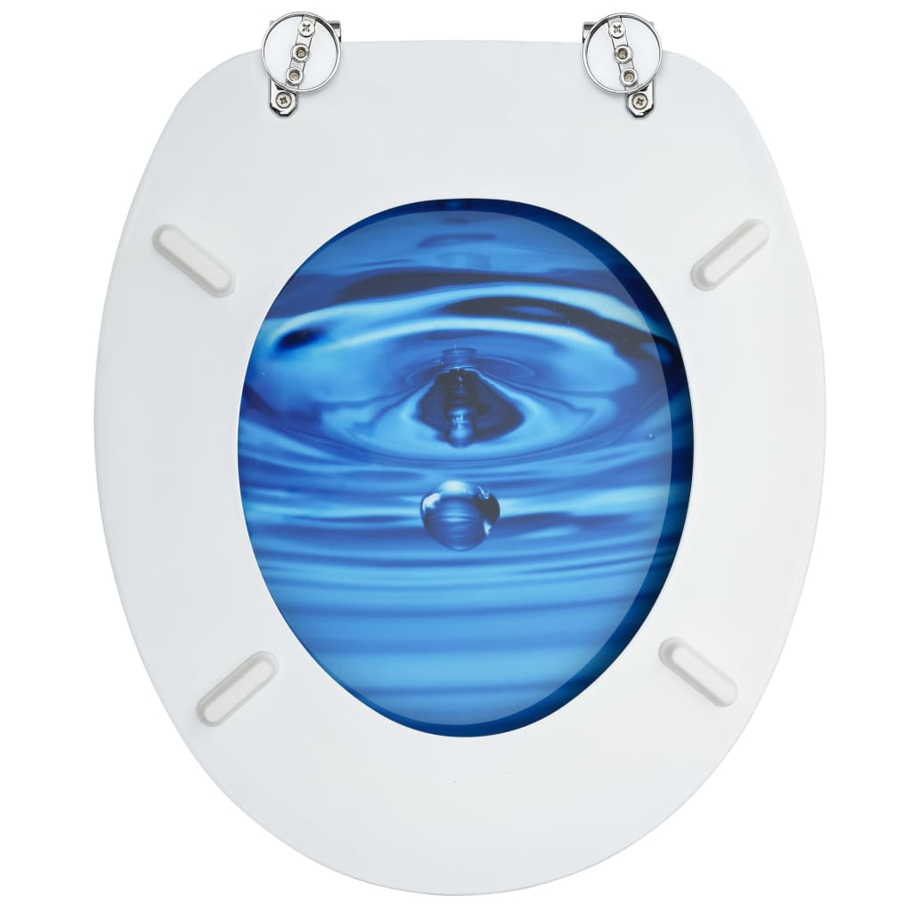 vidaXL Toaletne daske s poklopcem 2 kom MDF plave s uzorkom kapi vode