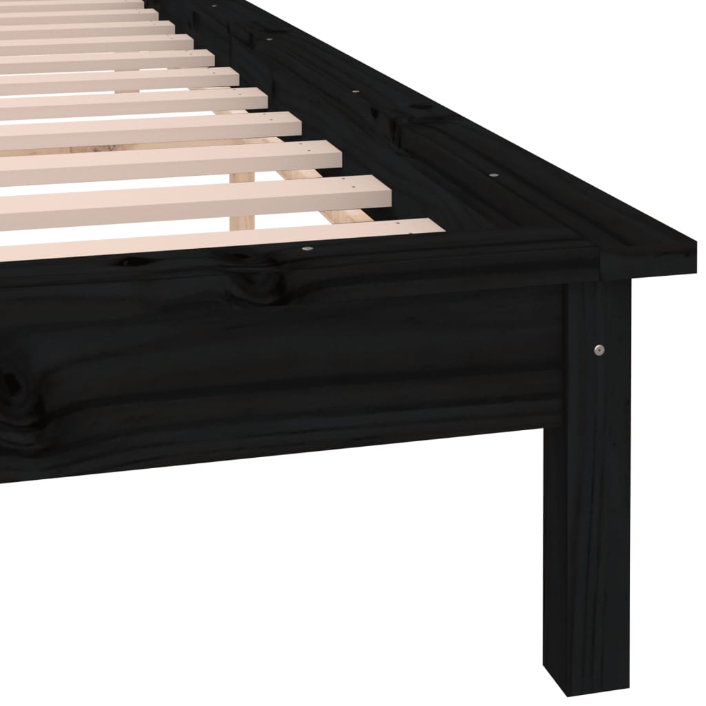 vidaXL LED Okvir za krevet crni 120 x 200 cm od masivnog drva