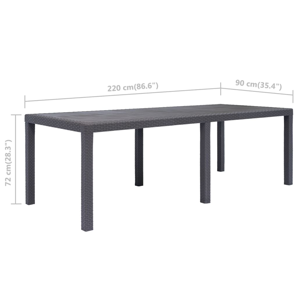 vidaXL Vrtni stol smeđi 220 x 90 x 72 cm plastika s izgledom ratana