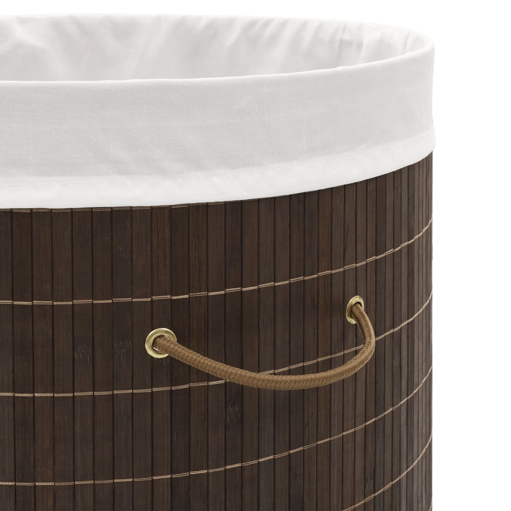 vidaXL Košara za rublje od bambusa ovalna tamnosmeđa